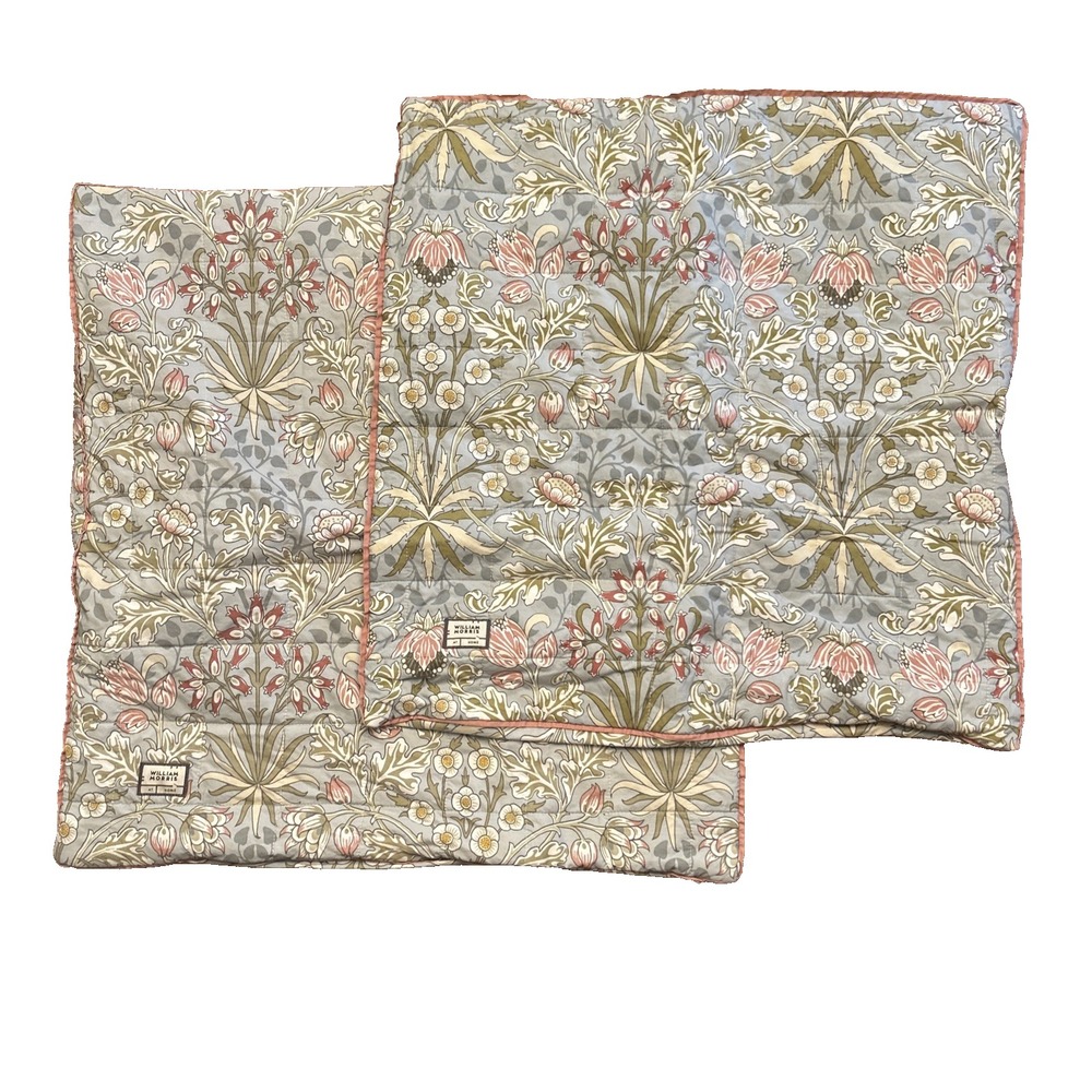 William Morris At Home Euro Shams 24" Quilted Sham Set 2 pc Blue Floral Cottage